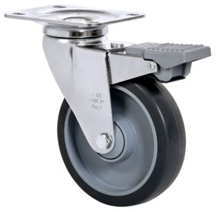 ALEX - RUEDA GIRATORIA.PLACA FRENO 10AFD150CP-PGAISB GOMA GRIS EJE BOLAS