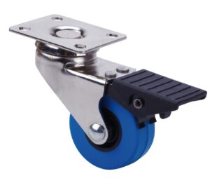 ALEX - RUEDA GIRATORIA.PLACA FRENO NIQUEL.10BDRFN50CP-PUA POLIAMIX-POLIUR.AZUL LISO