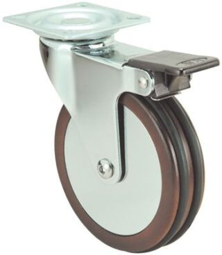 ALEX - RUEDA GIRATORIA.PLACA FRENO 10BDFNM75 CROMADO PULIDO-MADERA NOGAL EJE LISO