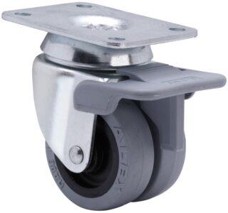 ALEX - RUEDA GIRATORIA.PLACA FRENO 10IFNR50-PGI POLIAMIX-GOMA GRIS (DOBLE) EJE LISO