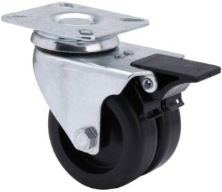 ALEX - RUEDA GIRATORIA.PLACA FRENO 10IFD75-BP POLIAMIX NEGRO (DOBLE) EJE LISO