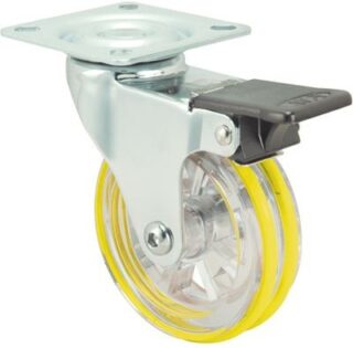 ALEX - RUEDA GIRATORIA.PLACA FR.CROMADA PULIDA 10RDFN75 BANDA DOBLE POLIUR.AMARIL.LIS