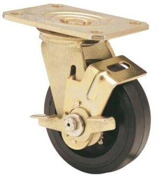 ALEX - RUEDA GIRATORIA.PLACA FRENO 10SLFN125-HGB HIERRO-GOMA NEGRA NATURAL EJE BOLAS