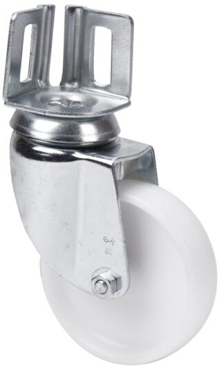 ALEX - RUEDA GIRATORIA.PLETINA ANGULAR 16BH60-BP PLASTICO BLANCO EJE LISO