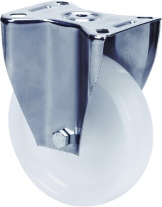 ALEX - RUEDA FIJA INOX.17ZLI125-UT POLIAMIX BLANCO EJE LISO