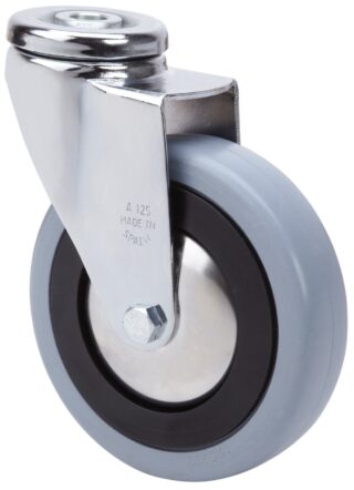 ALEX - RUEDA GIRATORIA.AGUJERO M12 20A125CP-PGAN POLIAMIX-GOMA GRIS EJE LISO