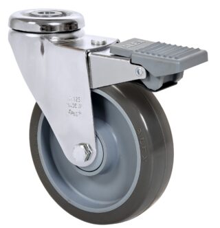 ALEX - RUEDA GIRATORIA.AGUJERO M12 FRENO 20AFD125CP-PUISB POLIP.-POLIUR.GRIS BOLAS