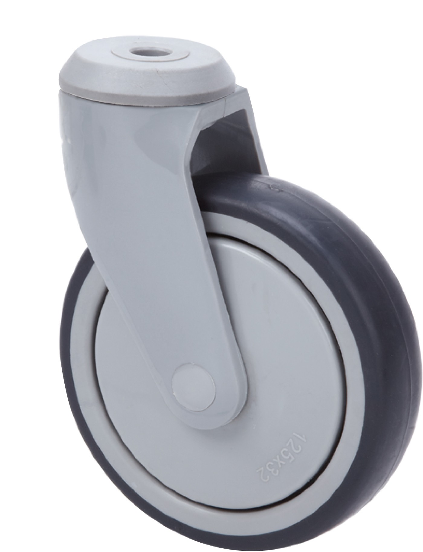 ALEX - RUEDA GIRATORIA.AGUJERO M12 PLASTICO 20AN125CP-AN POLIUR.GRIS EJE BOLAS