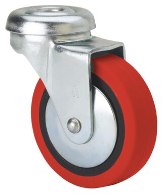 ALEX - RUEDA GIRATORIA.AGUJERO M10 21BSR60CP-PPI POLIAMIX-POLIUR.ROJO EJE LISO