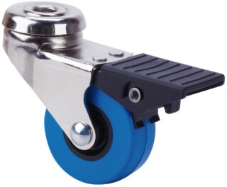 ALEX - RUEDA GIRATORIA.AGUJERO M8 FRENO NIQ.21BDRFN40-PUA POLIAMIX-POLIUR.AZUL LISO