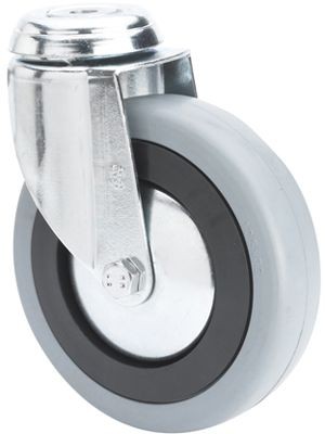 ALEX - RUEDA GIRATORIA.AGUJERO M10 20BHA125CP-PGAN POLIAMIX-GOMA GRIS EJE LISO