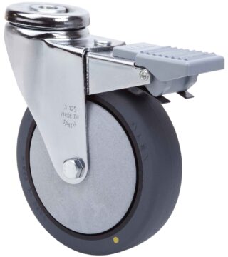 ALEX - RUEDA GIRATORIA.AGUJERO M12 FRENO 20AFD125CP-PGCSB POLIUR.GRIS CONDUCT.BOLAS