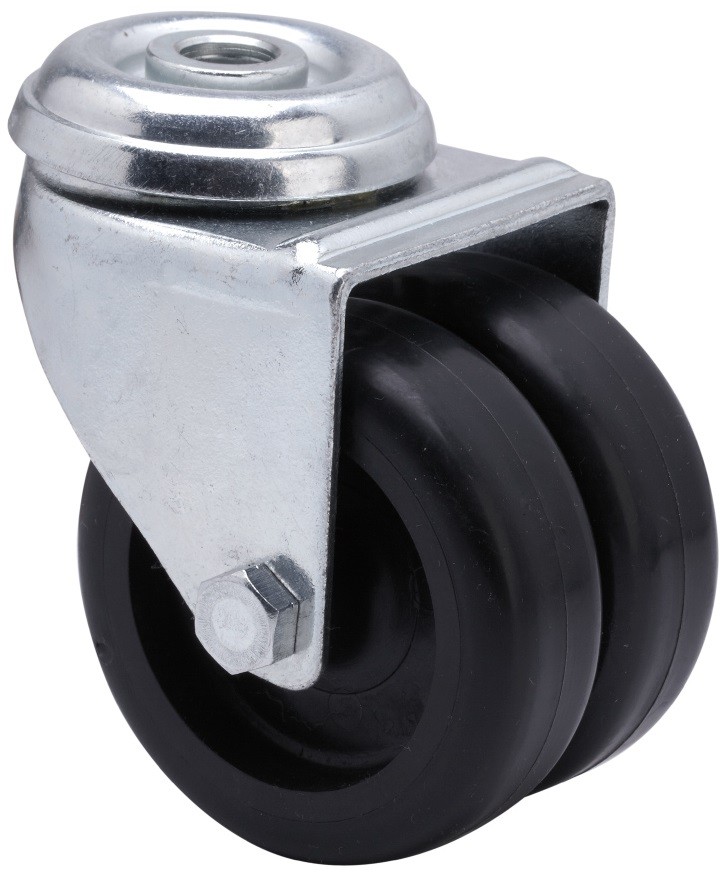 ALEX - RUEDA GIRATORIA.AGUJERO M10 20I75-BP POLIAMIX NEGRO (DOBLE) EJE LISO