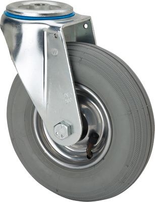 ALEX - RUEDA GIRATORIA.AGUJERO M12 20ZV200-RILR METALICO-NEUMATICA GRIS EJE RODILLOS