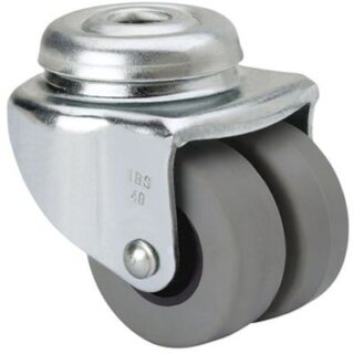 ALEX - RUEDA GIRATORIA.AGUJERO M10 21IBSR40-PGI POLIAMIX-GOMA GRIS (DOBLE) EJE LISO