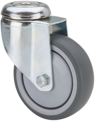 ALEX - RUEDA GIRATORIA.AGUJERO M12 300-150-4 CP POLIAMIX-GOMA GRIS EJE BOLAS