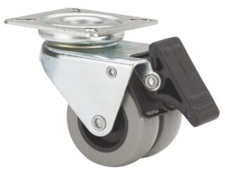 ALEX - RUEDA GIRATORIA.PLACA FRENO 411-050-3 POLIAMIDA GRIS (DOBLE) EJE LISO