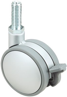 ALEX - RUEDA GIRATORIA.ESPIGA ROSCADA M10x25 FRENO 50DKPF75 NYLON-PLATEADA