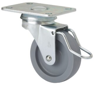 ALEX - RUEDA GIRATORIA.PLACA FRENO VARIL.602-060-31 POLIAMIX GRIS EJE LISO