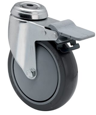 ALEX - RUEDA GIRATORIA.AGUJERO M10 FRENO 20BHAFD125CP-PGAISB GOMA GRIS EJE BOLAS