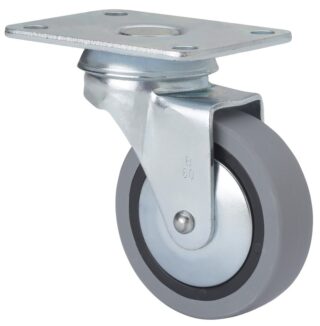 ALEX - RUEDA GIRATORIA.PLACA 10BSR50CP-PGI POLIAMIX-GOMA GRIS EJE LISO