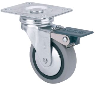 ALEX - RUEDA GIRATORIA.PLACA FRENO 10BSRFN60CP-PGI POLIAMIX-GOMA GRIS EJE LISO