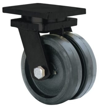 ALEX - RUEDA GIRATORIA.PLACA 10HLG250-HGB HIERRO-GOMA NEGRA NATURAL(DOBLE) EJE BOLAS