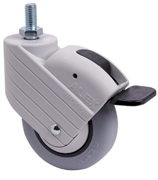 ALEX - RUEDA GIRATORIA.ESP.ROSC.M10x20 FR.GRIS 50HPFN100CP-PLGI POLIAMIX-GOM.GR.LISO