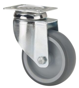 ALEX - RUEDA GIRATORIA.PLACA 301-125-1 POLIAMIX-GOMA GRIS EJE LISO