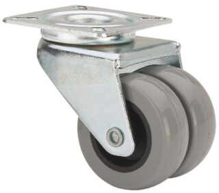 ALEX - RUEDA GIRATORIA.PLACA 411-050-1 POLIAMIDA GRIS (DOBLE) EJE LISO