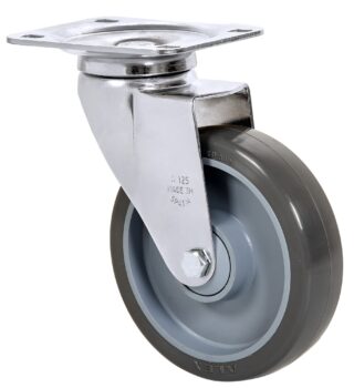 ALEX - RUEDA GIRATORIA.PLACA 10A125CP-PUISB POLIP.-POLIUR.GRIS EJE BOLAS