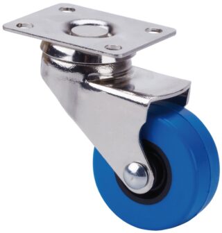 ALEX - RUEDA GIRATORIA.PLACA NIQUEL.10BDR60CP-PUA POLIAMIX-POLIUR.AZUL EJE LISO