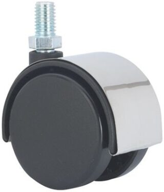 ALEX - RUEDA GIRATORIA.ESPIGA ROSCADA M10x15 CROMADA 50DK50 POLIAMIX NEGRO