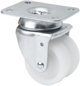 ALEX - RUEDA GIRATORIA.PLACA 10IR50-I PLASTICO BLANCO(DOBLE) EJE LISO