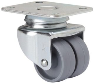 ALEX - RUEDA GIRATORIA.PLACA 10IBS40-BP PLASTICO GRIS (DOBLE) EJE LISO