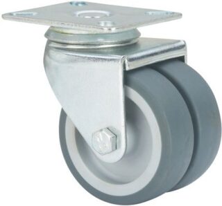 ALEX - RUEDA GIRATORIA.PLACA 10I75-PGI POLIAMIX-GOMA GRIS (DOBLE) EJE LISO