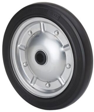 ALEX - RUEDA J200-20-40 NUCLEO METALICO Y BANDA GOMA NEGRA EJE LISO