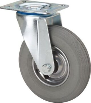 ALEX - RUEDA GIRATORIA.PLACA 10ZV200-RILR METALICO-NEUMATICA GRIS EJE RODILLOS