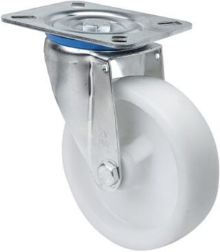 ALEX - RUEDA GIRATORIA.PLACA 10ZV200-UT POLIAMIX BLANCO EJE LISO