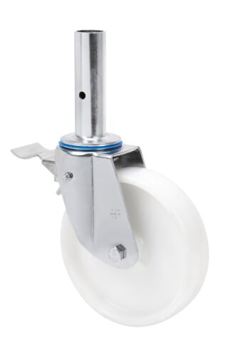 ALEX - RUEDA GIRATORIA.ANDAMIO FRENO 30TVAFD200-TN NYLON BLANCO EJE LISO