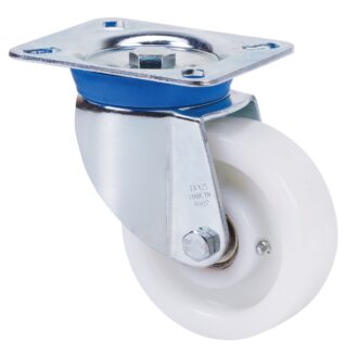 ALEX - RUEDA GIRATORIA.PLACA 10TV100-FT NYLON BLANCO EXTRAFUERTE EJE LISO