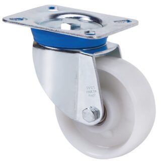 ALEX - RUEDA GIRATORIA.PLACA 10TV200-TN NYLON BLANCO EJE LISO