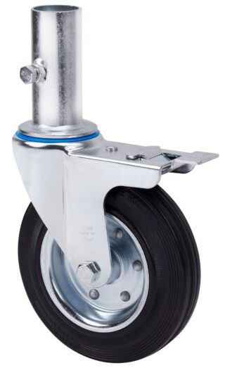 ALEX - RUEDA GIRATORIA.ANDAMIO FRENO 12ZVAFD200-BSR METALICO-GOMA NEGRA EJE RODILLOS