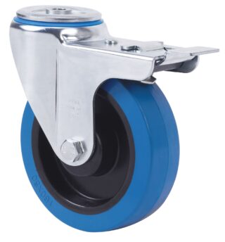 ALEX - RUEDA GIRATORIA.AGUJERO M10 FRENO 20ZVLFD80-PGMR POLIAMIX-GOMA AZUL RODILLOS