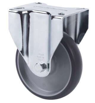 ALEX - RUEDA FIJA 17ZV200-PGZN POLIAMIX-GOMA GRIS INYECT.EJE LISO