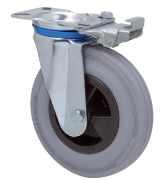 ALEX - RUEDA GIRATORIA.PLACA MEC.DIR.10ZVMD200CP-PSB POLIAMIX-GOMA GRIS EJE BOLAS