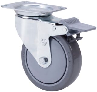 ALEX - RUEDA GIRATORIA.PLACA FRENO 10ZVFD125CP-PUISB POLIP.-POLIUR.GRIS EJE BOLAS