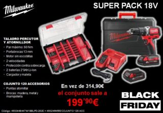 MILWAUKEE - TALADRO MILWAUKEE M18 BLPD 202C CON KIT DE 120 ACCESORIOS.