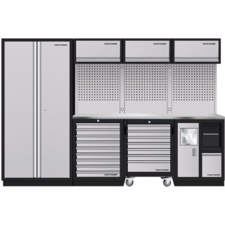 KRAFTWERK - MOBILIO Mueble modular 4 elementos, 2000x2955x488 Encimera Acero Inox. - 1 arm ruedas.