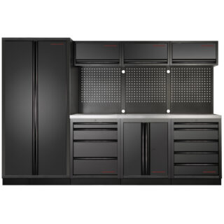 KRAFTWERK - MOBILIO BLK Mueble modular 4 elementos, 2 Puertas, Encimera Acero Inoxidable